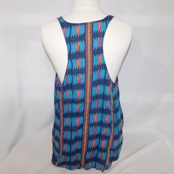 American Eagle Outfitters Womens L Blue Pink Yellow Sheer Tank Top Boho - Picture 7 of 8